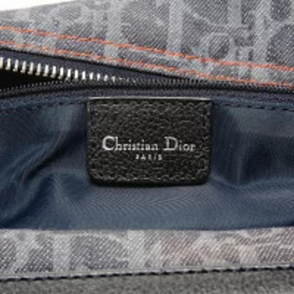 Christian Dior Denim Canvas Trotter One Shoulder Hobo Bag Navy Blue - Picture 12 of 13